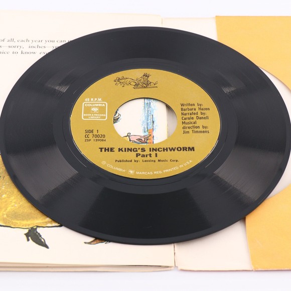 Carole Danell The King's Inchworm 1969 Book & Record Library 45 rpm 7" CC 70020 - Picture 8 of 12
